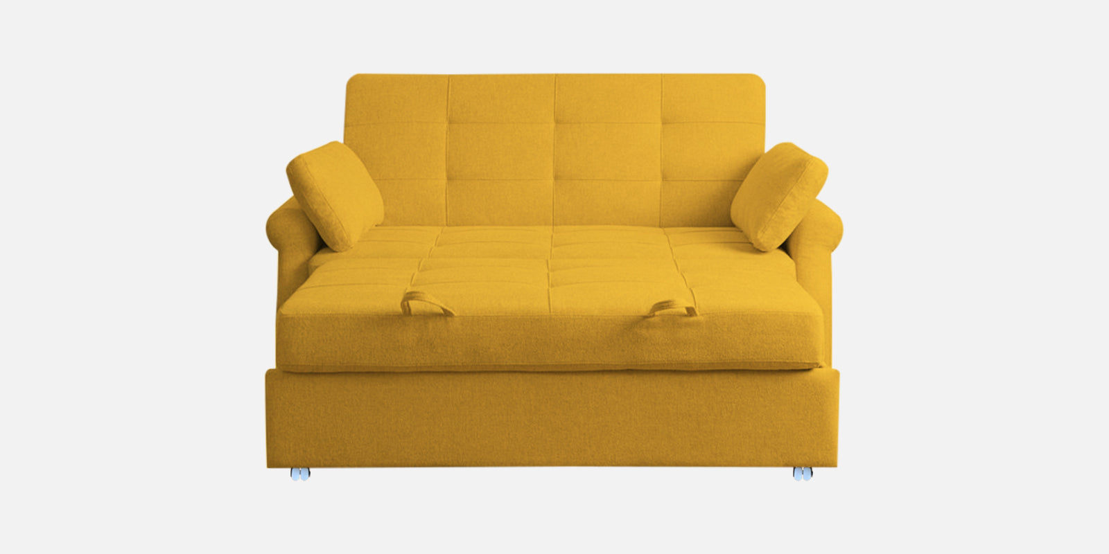 Fornia Fabric 2 Seater Pull Out Sofa Cum Bed In Bold Yellow Colour - Febonic Living