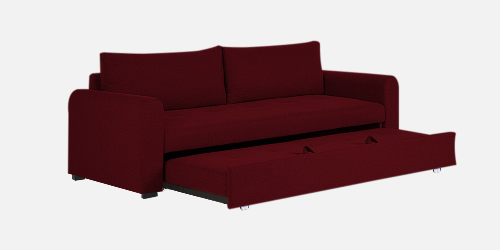 Sigma Fabric 3 Seater Pull Out Sofa Cum Bed In Ruby Red Colour - Febonic Living