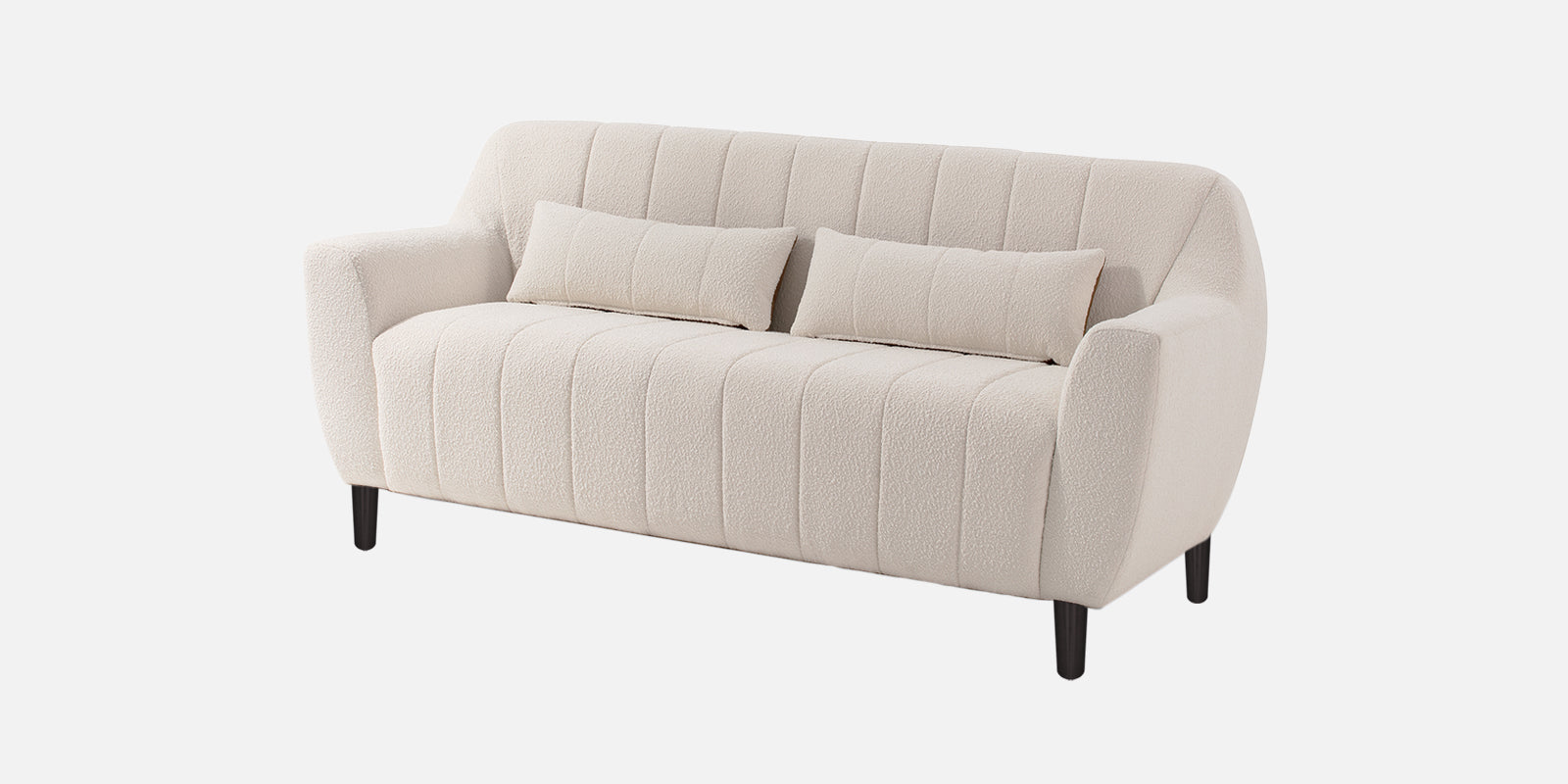 Nesco Boucle Fabric 2 Seater Sofa In Bright White Colour - Febonic Living