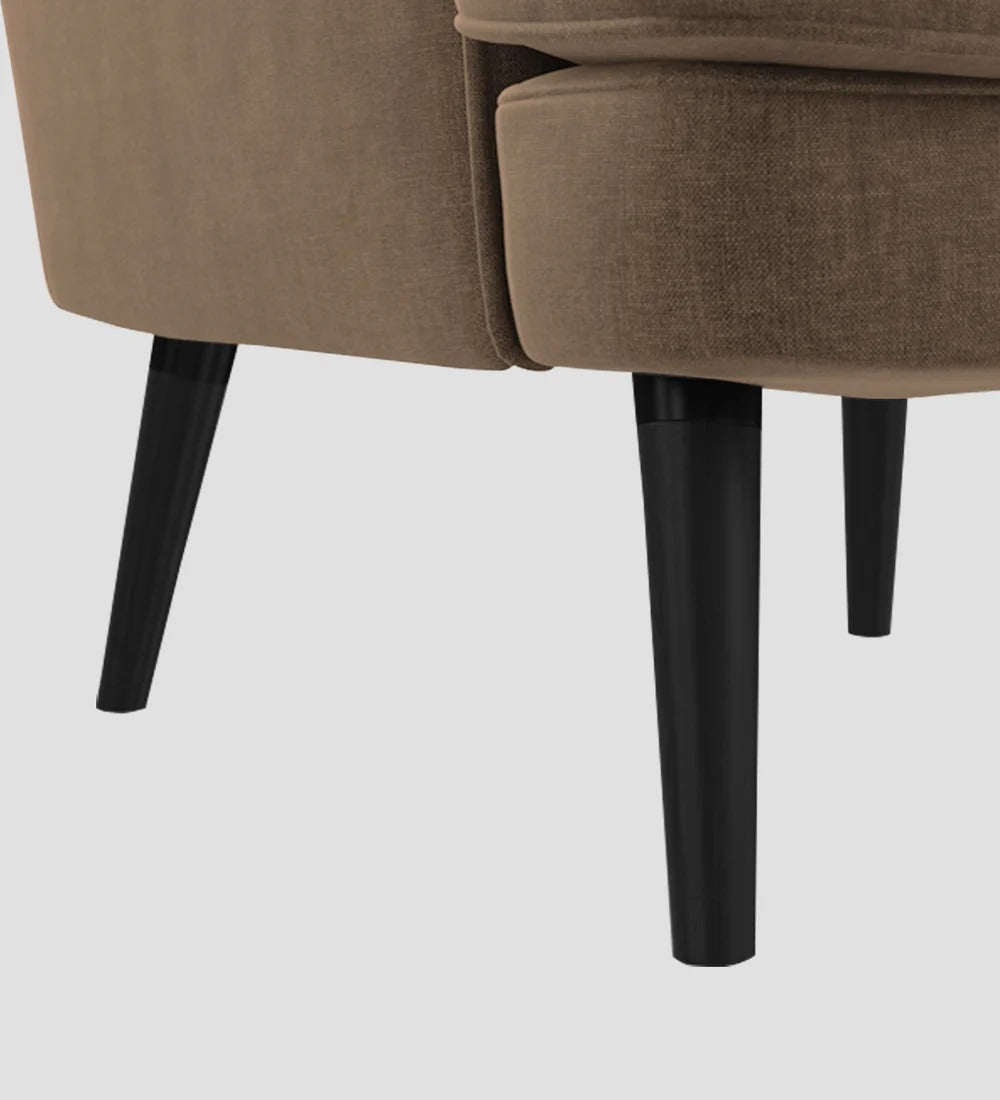 Niya Velvet Wing Chair In Mocha Mouse Colour With Ottoman