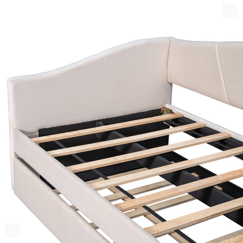 Doom Velvet Pull Out Sofa Cum Bed In Camel Beige Colour - Febonic Living