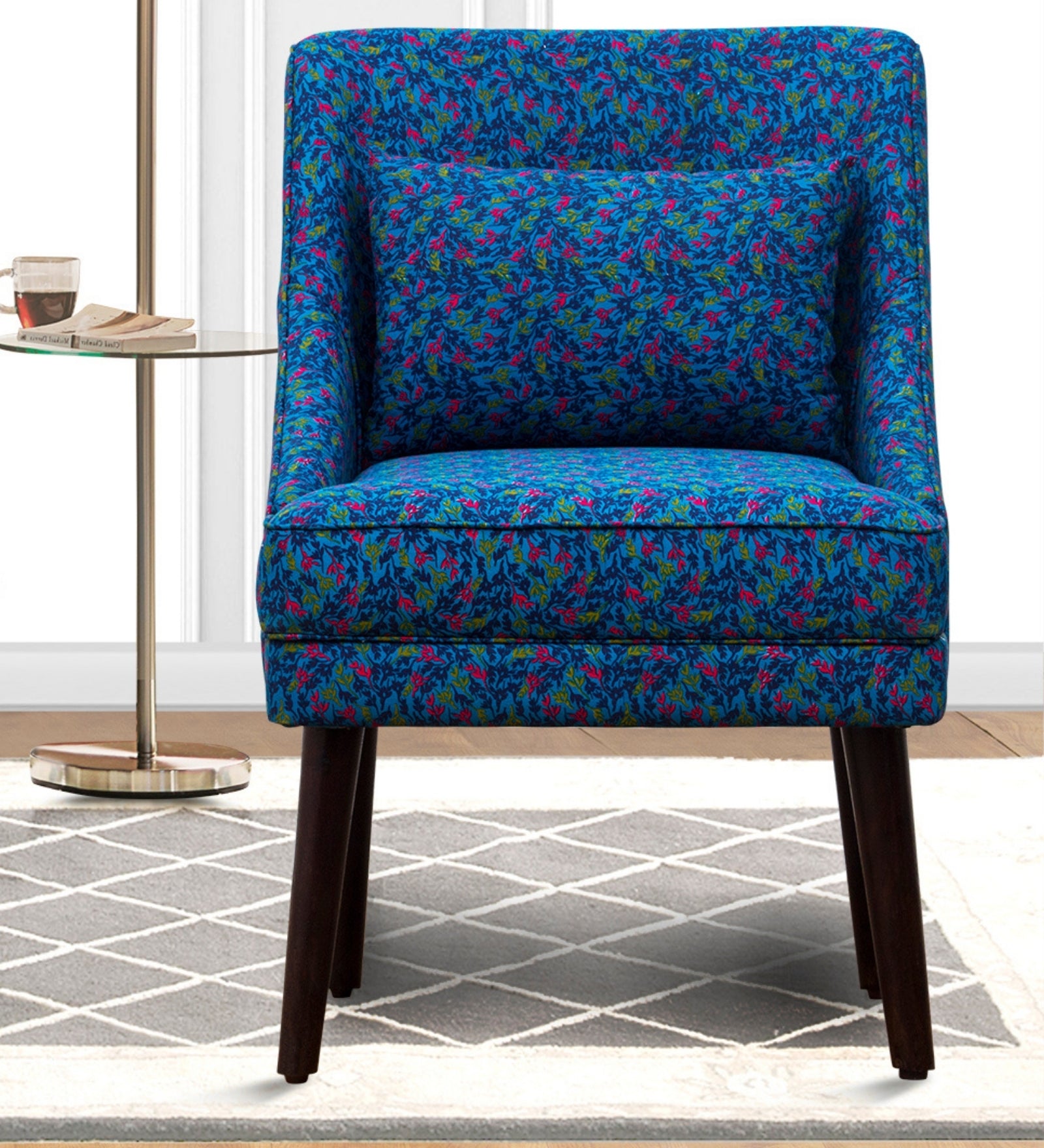 Moly Floral Print Fabric Slipper Chair in Multi Colour - Febonic Living