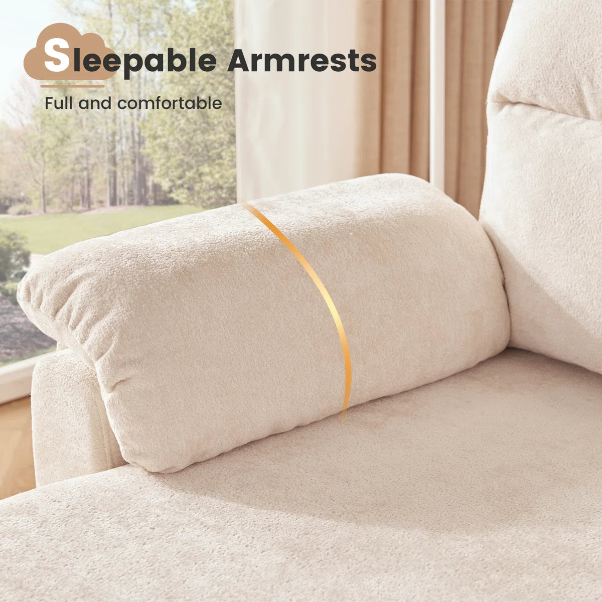 Onyx Velvet 3 Seater Pull Out Sofa Cum Bed In Warm White With Storage