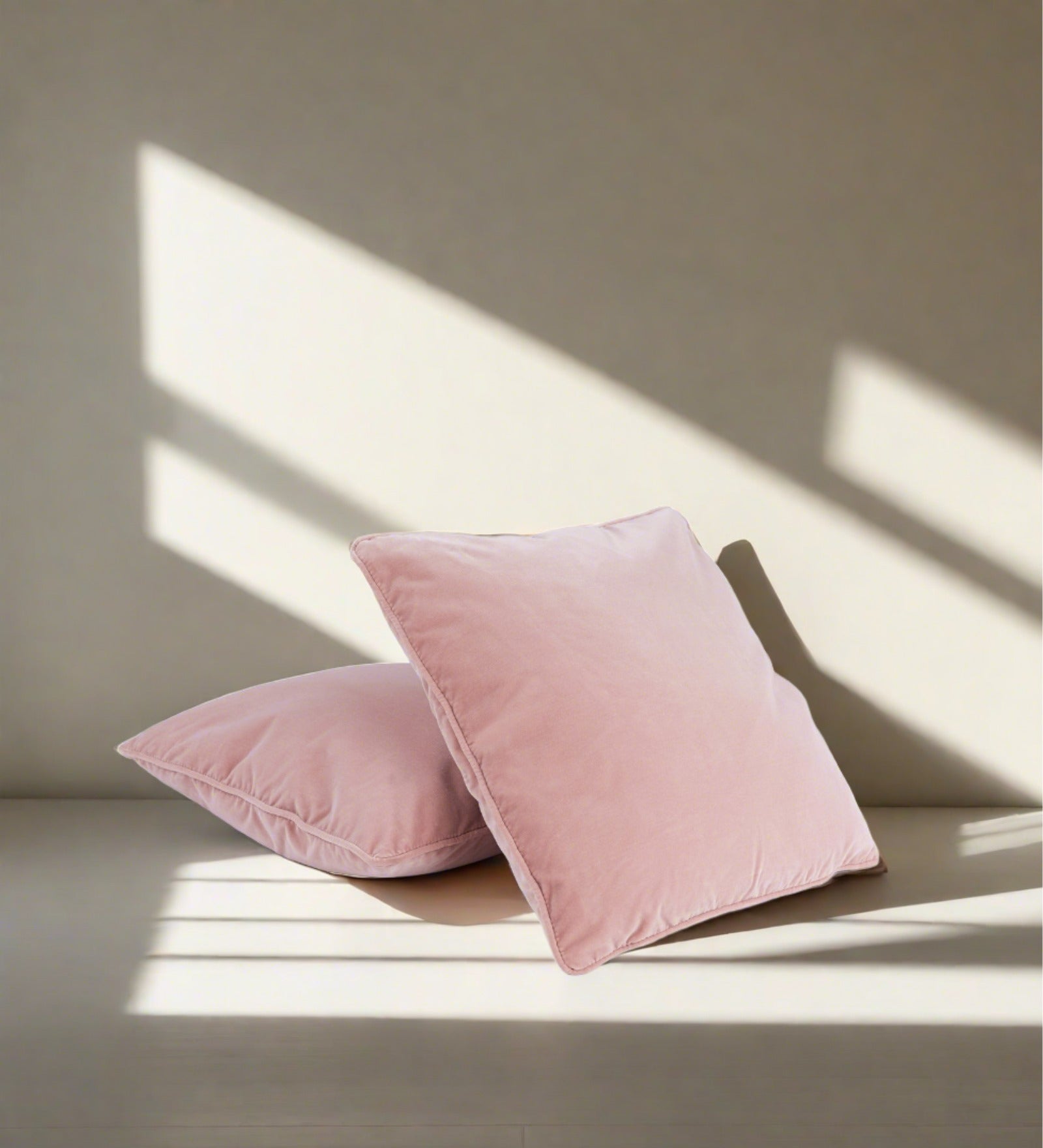 Lucca Velvet 20x20 inches Cushion + Covers (Pack of 2) In Millennial pink Colour - Febonic Living