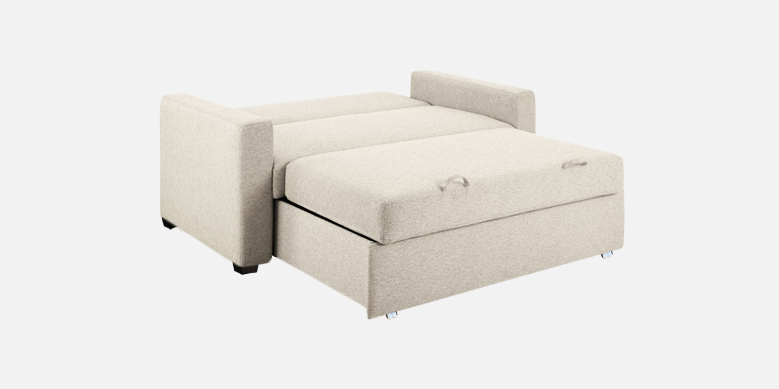 Lobby Fabric 2 Seater Pull Out Sofa Cum Bed In Ivory Cream Colour - Febonic Living