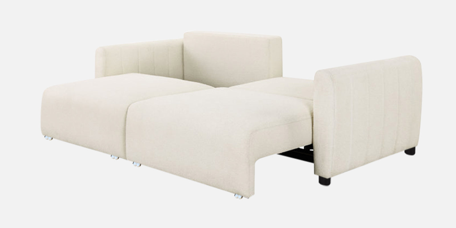 Vima Fabric 3 Seater Pull Out Sofa Cum Bed In Ivory Cream Colour - Febonic Living
