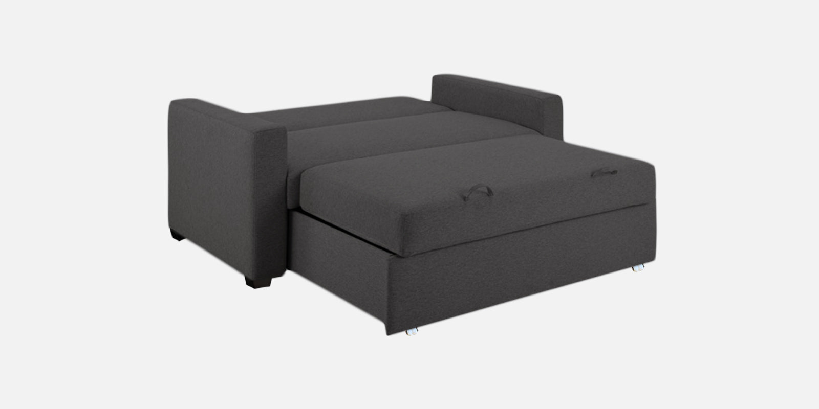 Lobby Fabric 2 Seater Pull Out Sofa Cum Bed In Charcoal Grey Colour - Febonic Living