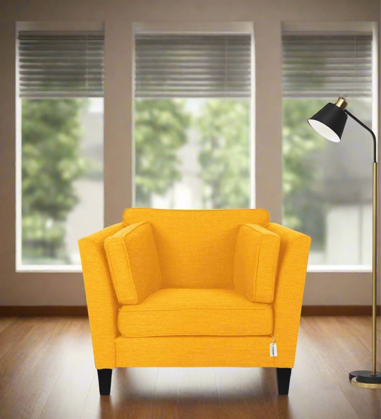 Nigar Fabric 1 Seater Sofa In  Bold Yellow Colour - Febonic Living