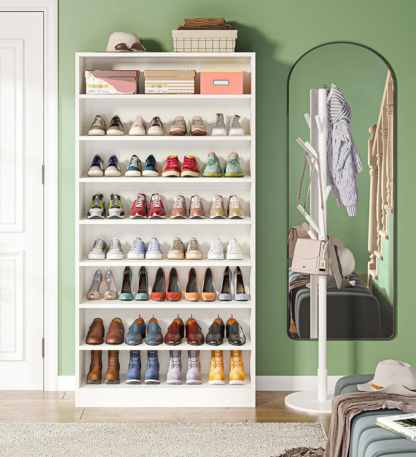 Aryel Shoe Rack In Frosty White Finish - Febonic Living