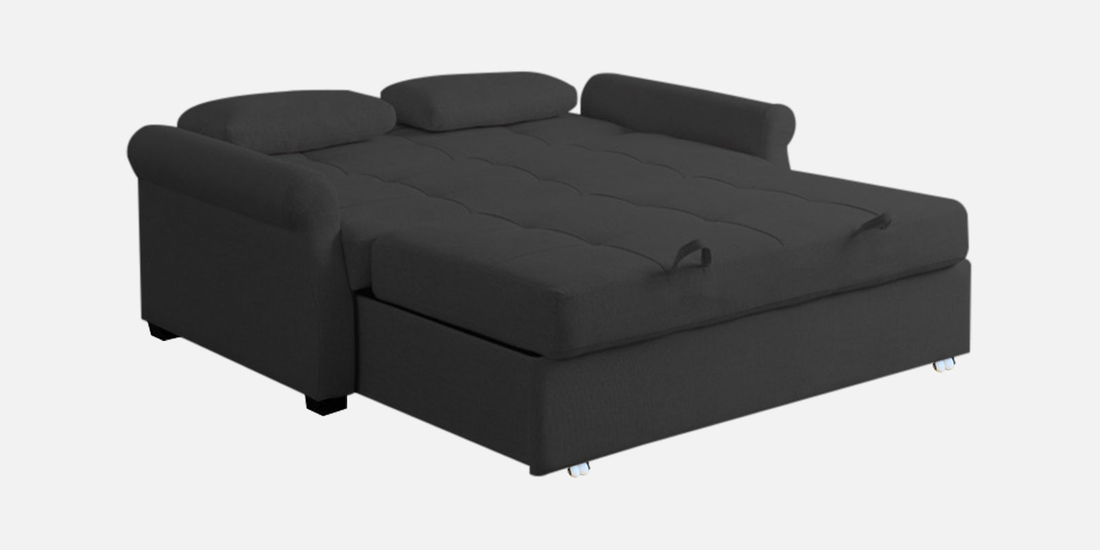 Fornia Fabric 2 Seater Pull Out Sofa Cum Bed In Charcoal Grey Colour - Febonic Living
