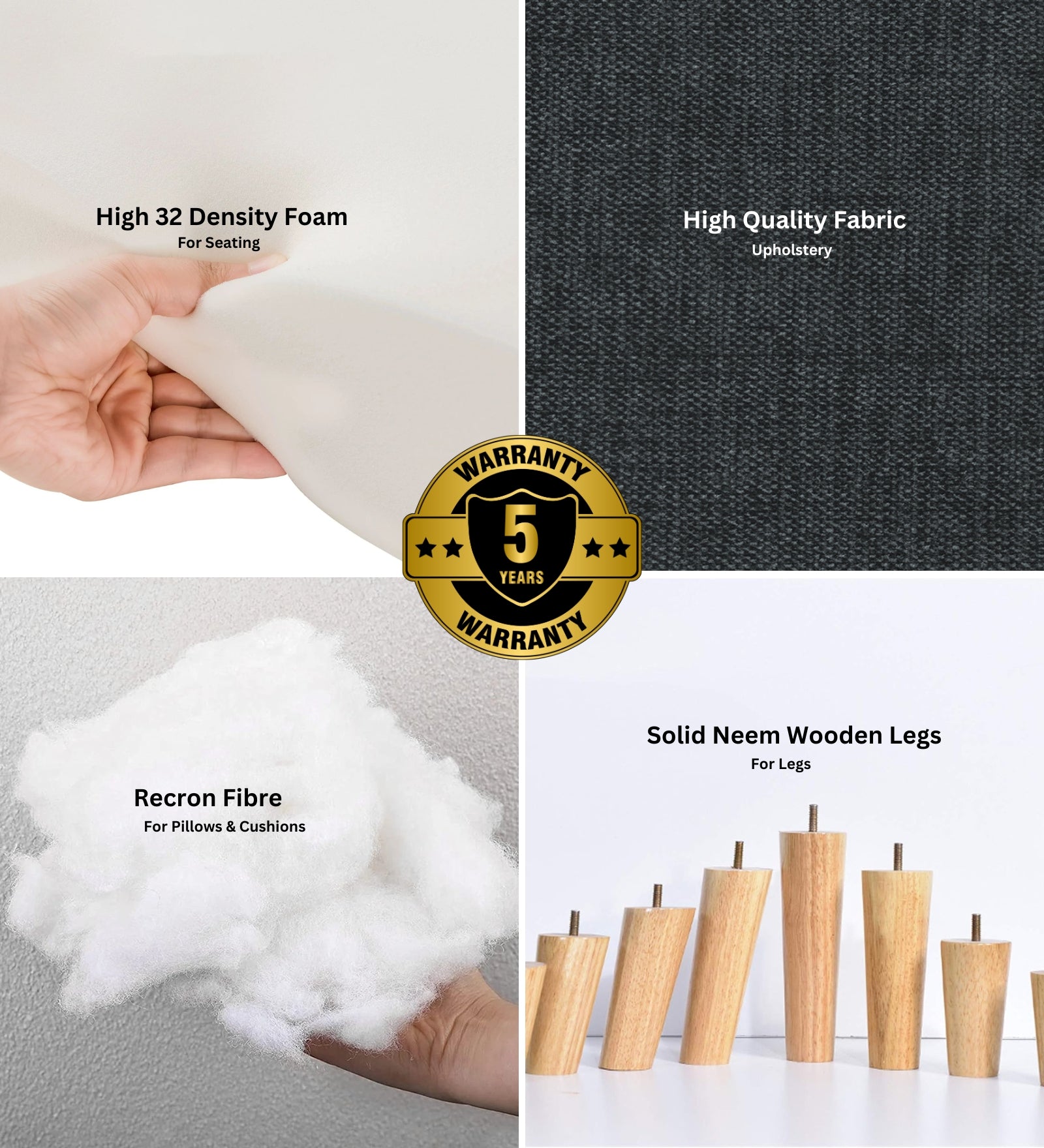 Andres Fabric 1 Seater Sofa In Dub Grey Colour - Febonic Living