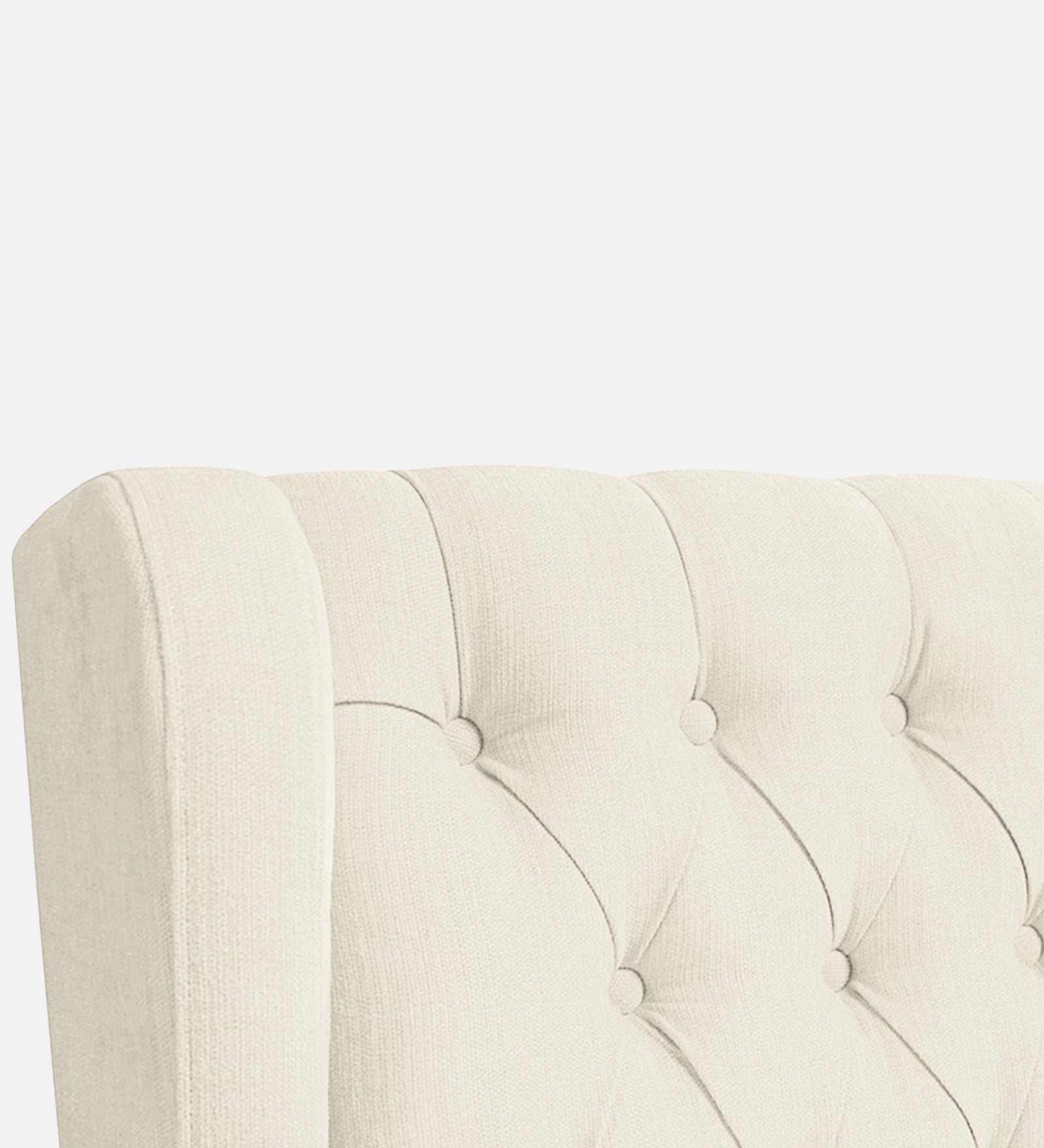 Kuchi Fabric Wing Chair In Ivory Cream Colour - Febonic Living