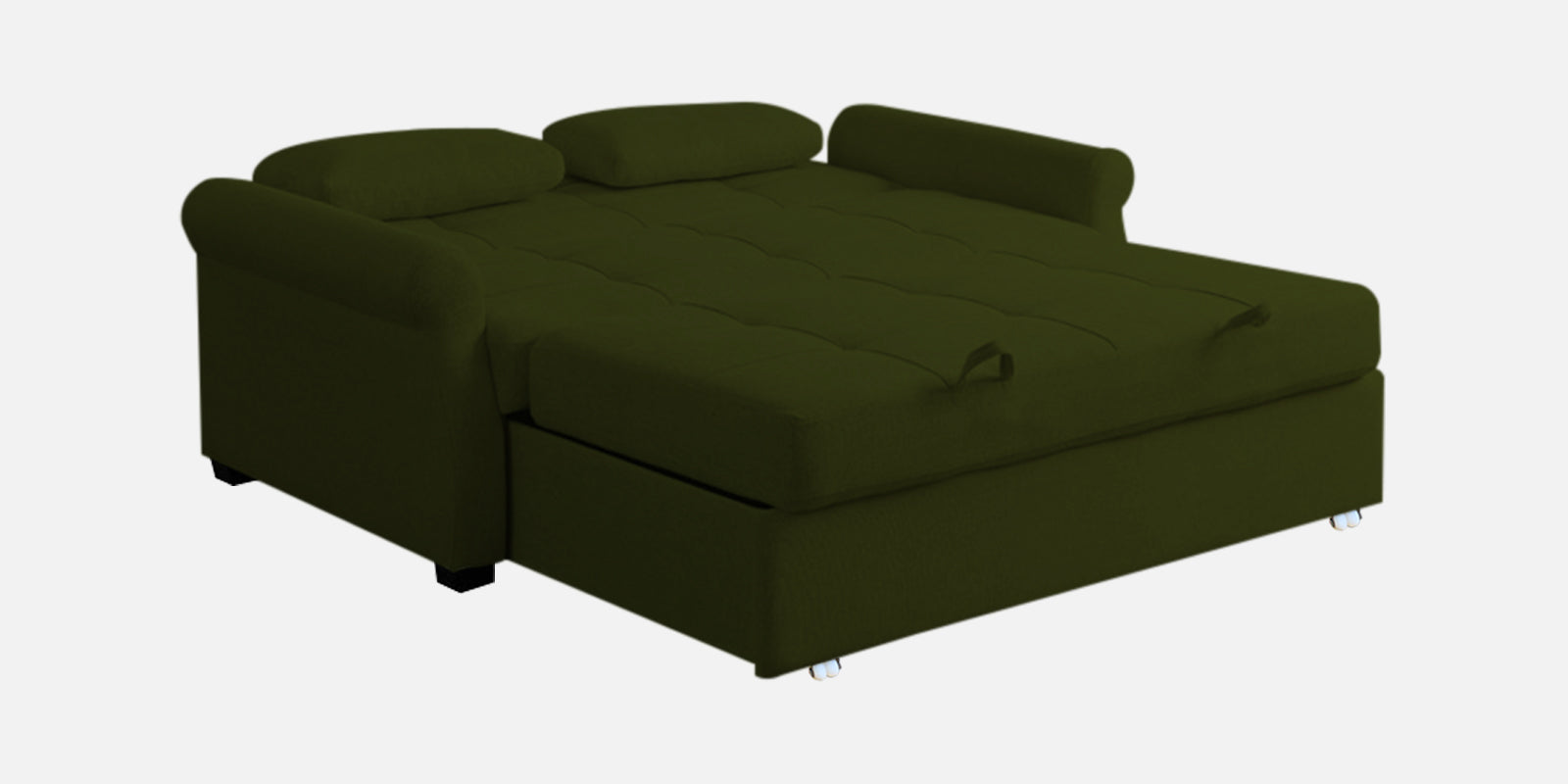 Fornia Fabric 2 Seater Pull Out Sofa Cum Bed In Olive Green Colour - Febonic Living