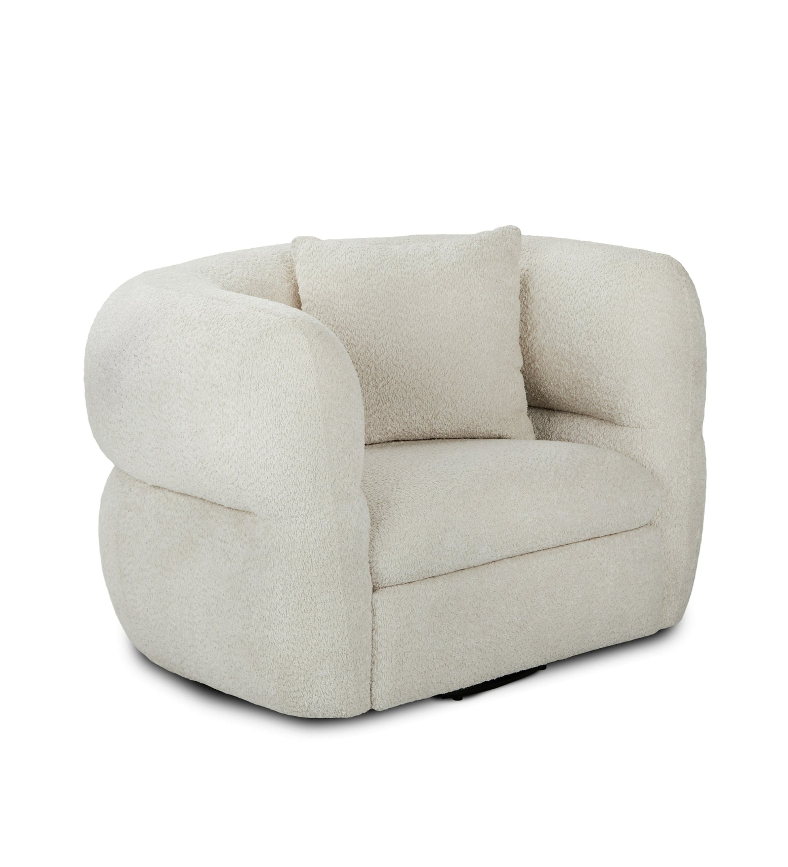 Buster Boucle Fabric Swivel Chair In Shell White Colour - Febonic Living