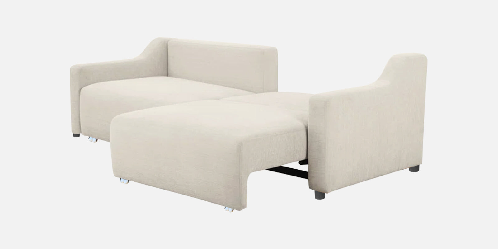 Gabby Fabric 3 Seater Pull Out Sofa Cum Bed In Ivory Cream Colour - Febonic Living