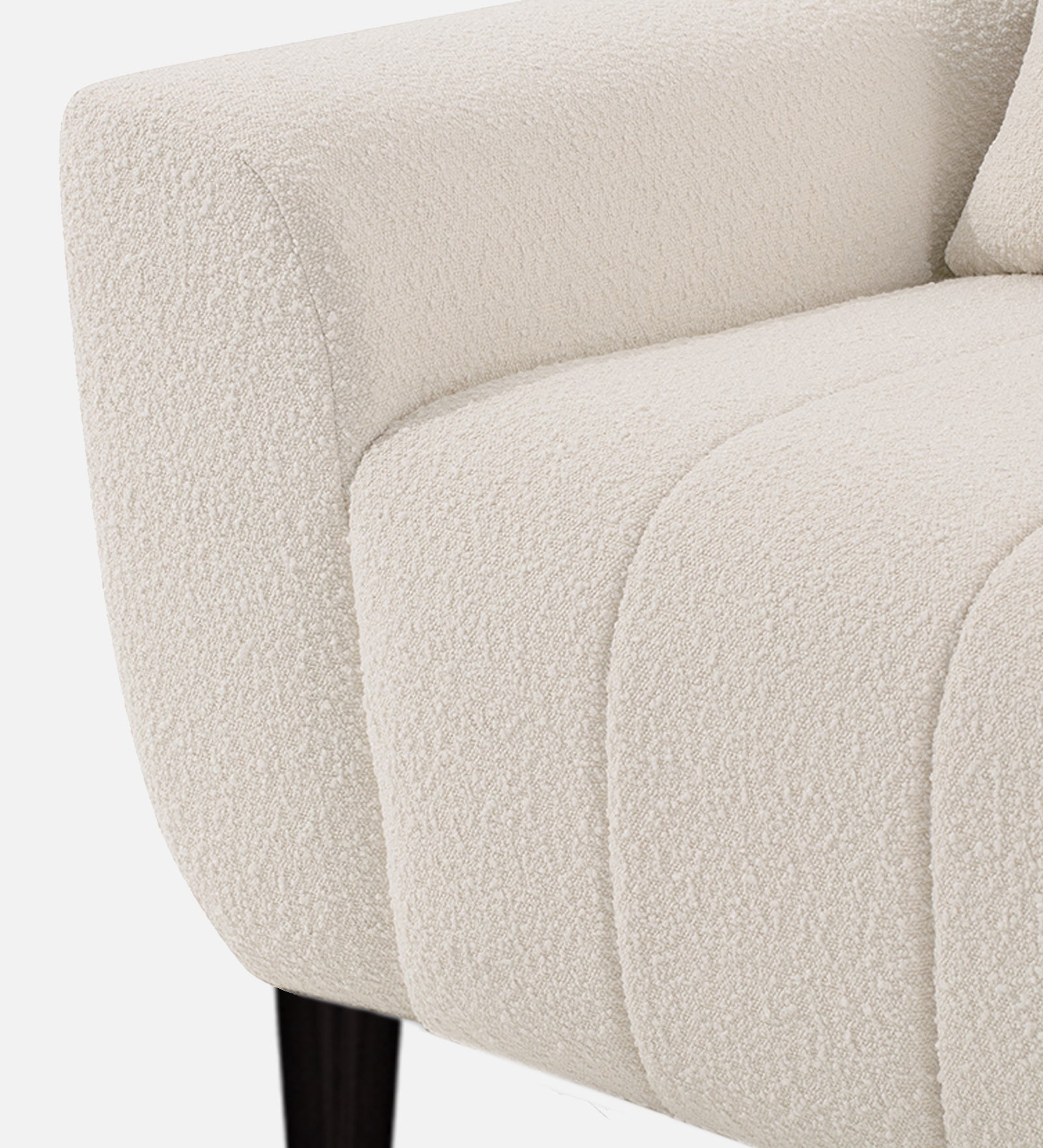 Nesco Boucle Fabric 1 Seater Sofa In Bright White Colour - Febonic Living