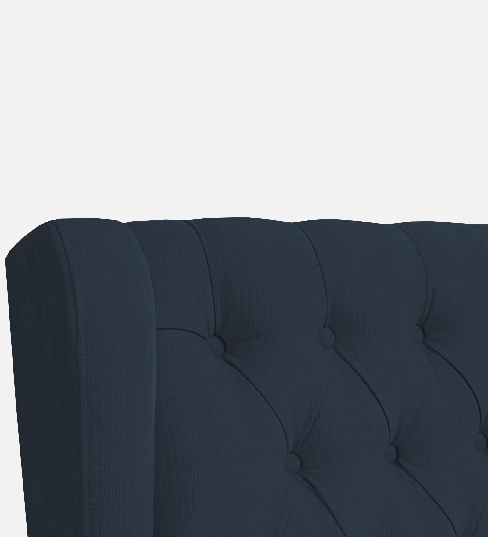 Kuchi Fabric Wing Chair In Denim Blue Colour - Febonic Living