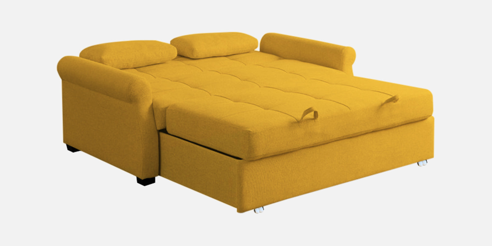 Fornia Fabric 3 Seater Pull Out Sofa Cum Bed In Bold Yellow Colour - Febonic Living