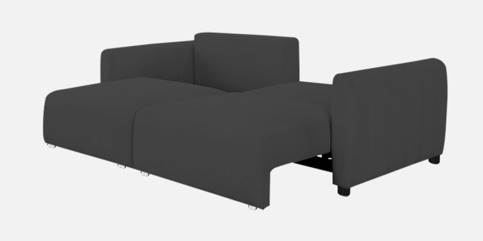 Vima Fabric 3 Seater Pull Out Sofa Cum Bed In Charcoal Grey Colour - Febonic Living
