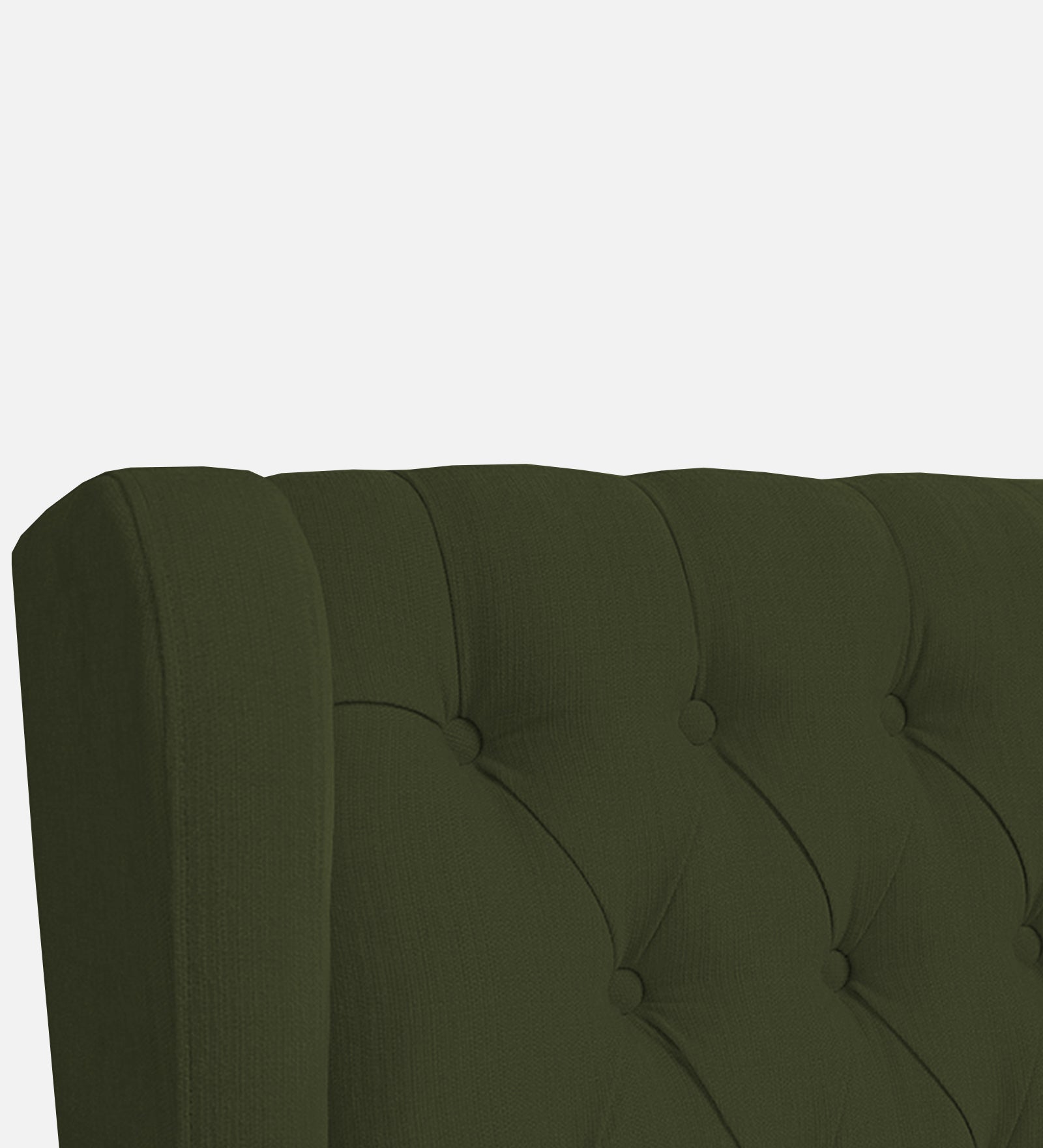 Kuchi Fabric Wing Chair In Olive Green Colour - Febonic Living