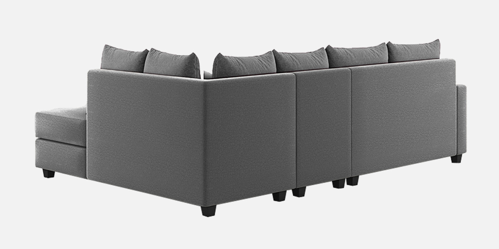 Ginny Fabric LHS Sectional Sofa (3+Lounger) In Charcoal Grey Colour - Febonic Living