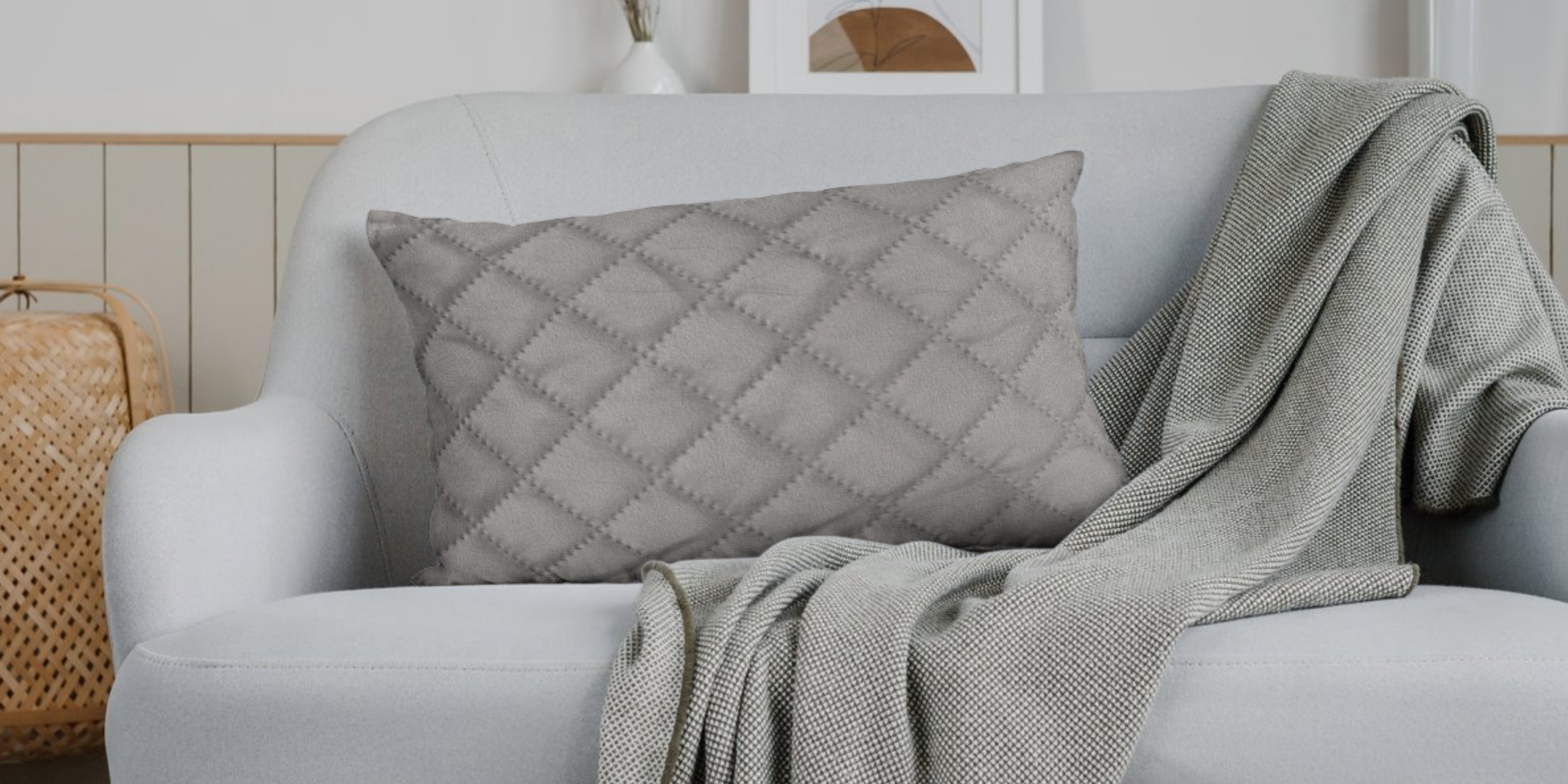 Velvet Quilted Fabric Swatch Warm Grey 03 Code - Febonic Living