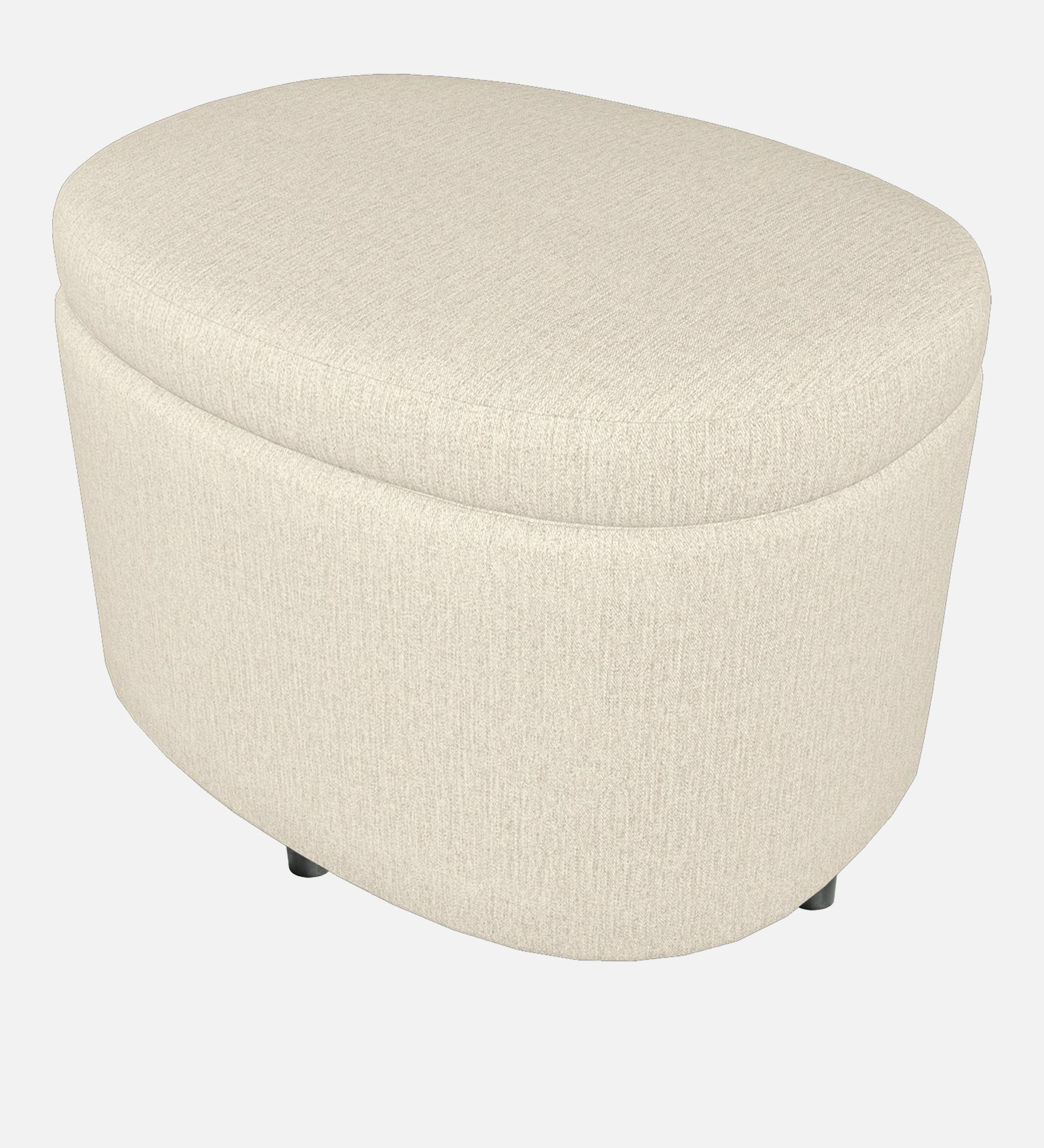 Ruggy Fabric Storage Ottoman in Ivory Cream Colour - Febonic Living