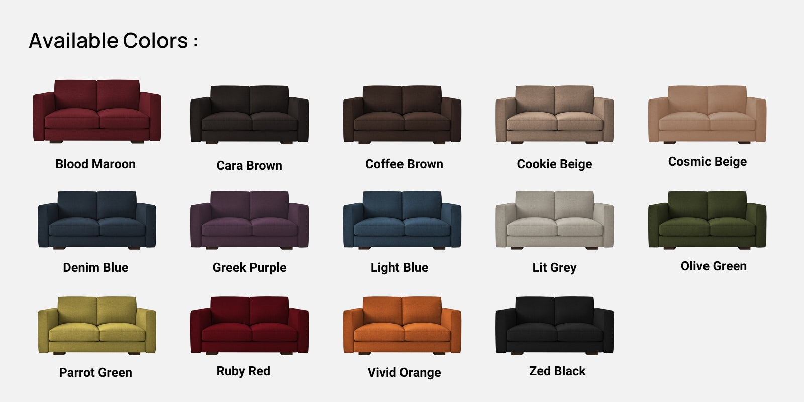 Messy Fabric 2 Seater Sofa In Charcoal Grey Colour - Febonic Living