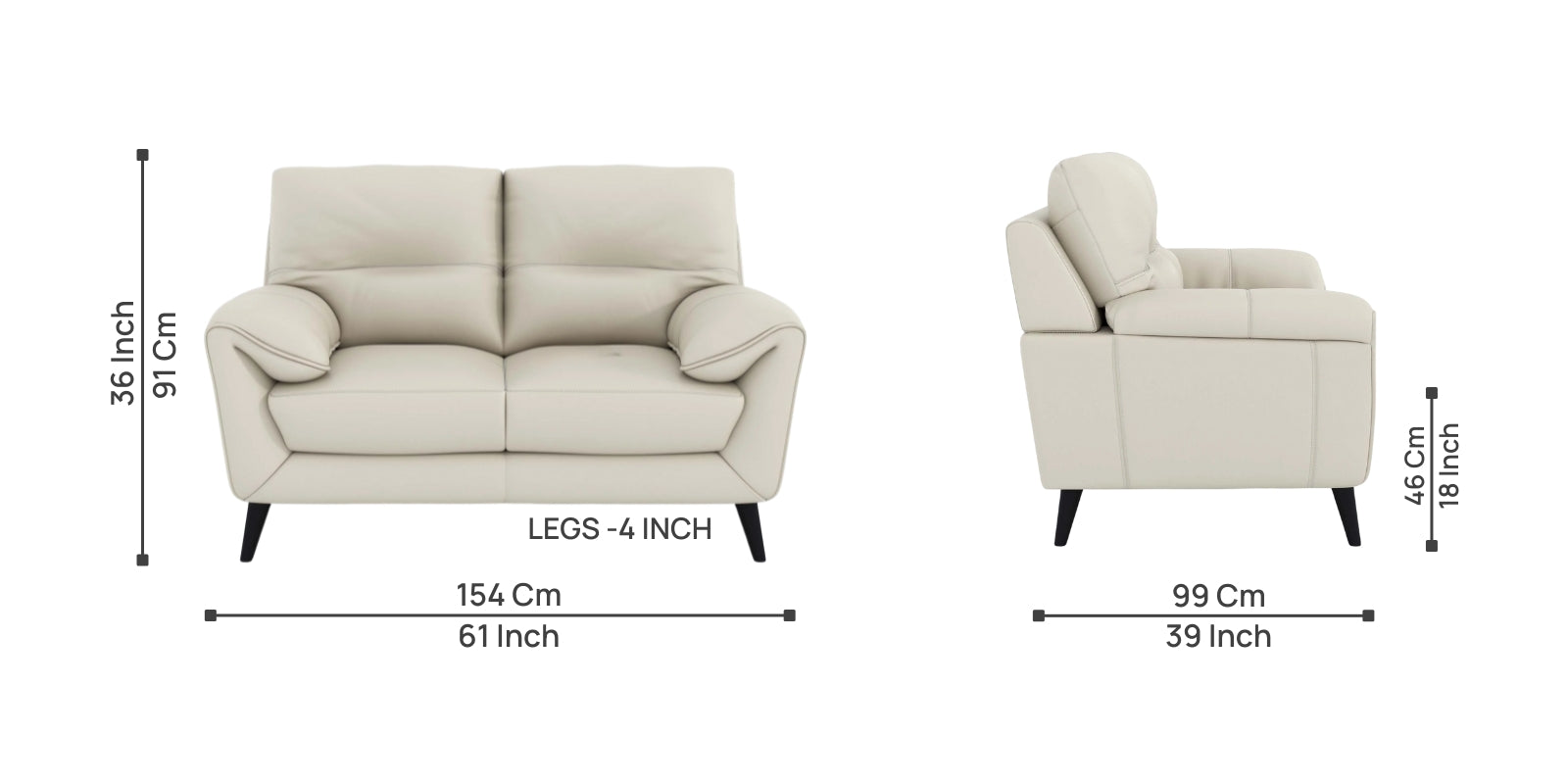 Amani Leatherette 2 Seater Sofa In Beige Colour - Febonic Living