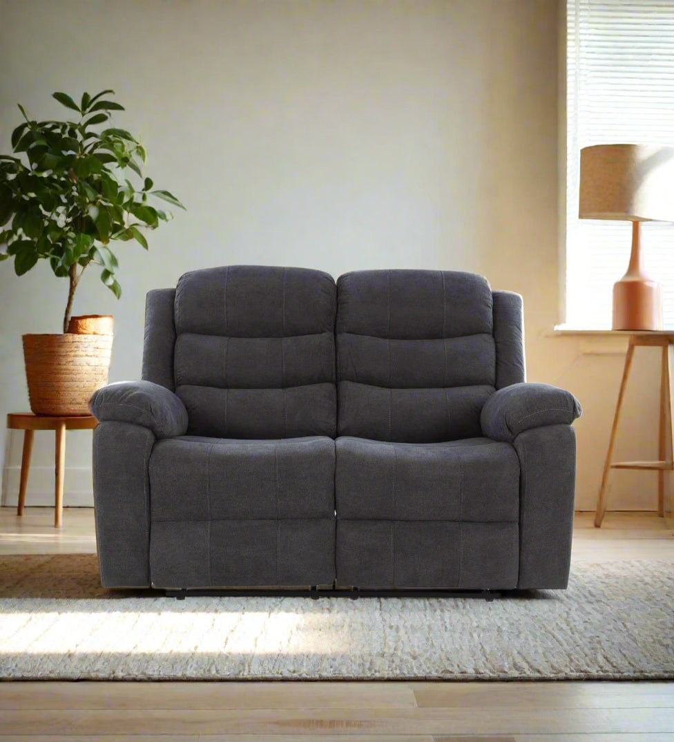 Turin Velvet 2 Seater Motorized Recliner In Davy Grey Colour - Febonic Living