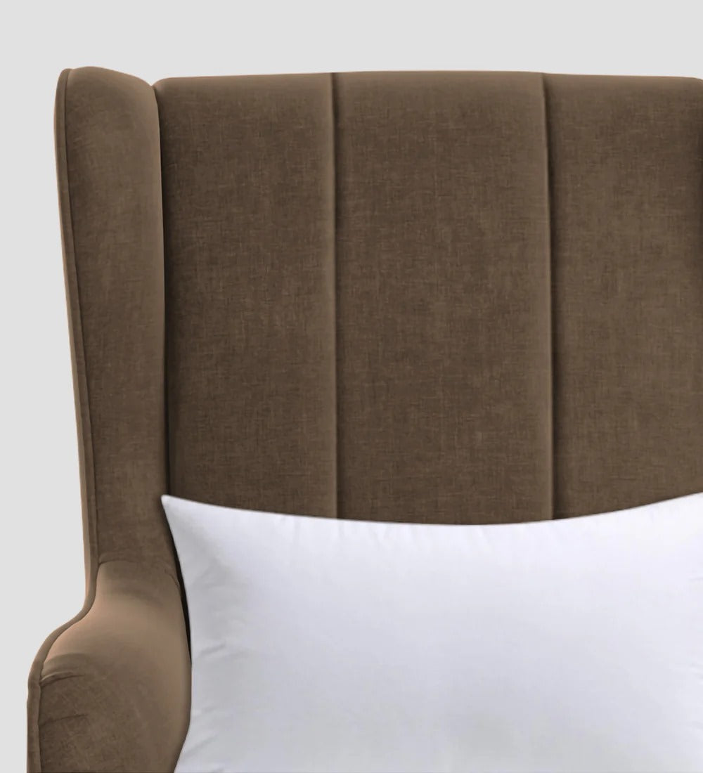 Niya Velvet Wing Chair In Mocha Mouse Colour With Ottoman