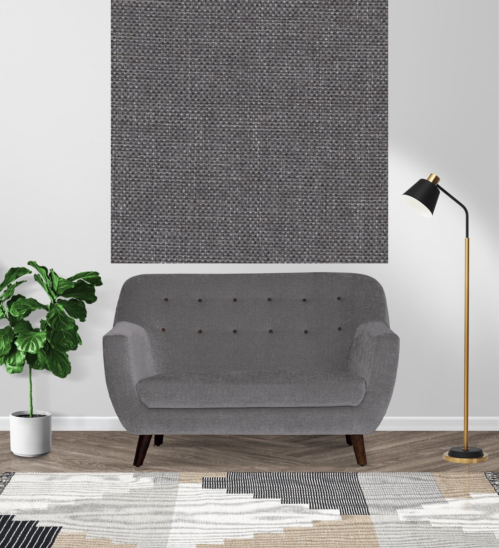 Omega Poly Cotton Fabric Sudo Grey by Febonic Living