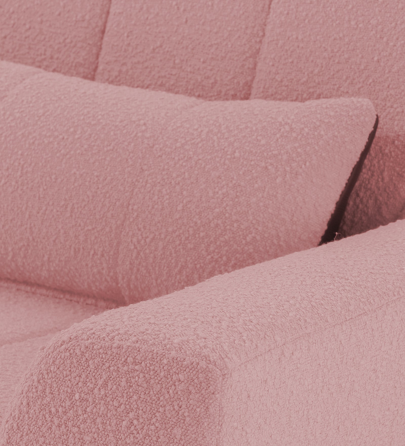 Nesco Boucle Fabric 1 Seater Sofa in Basi Pinc Colour