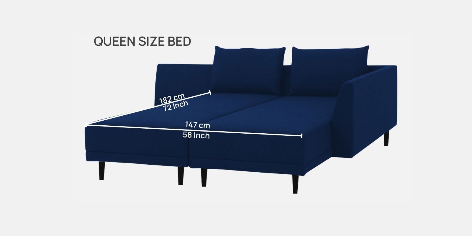 Ira Fabric LHS 6 Seater Convertible Sofa Cum Bed In Royal Blue Colour - Febonic Living