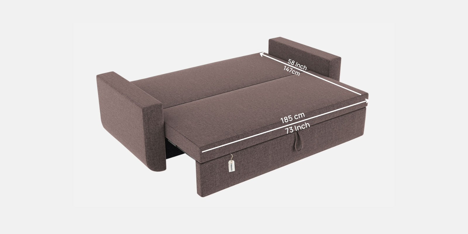 Grace Fabric 3 Seater Pull Out Sofa Cum Bed In Caspa Brown Colour With Storage - Febonic Living