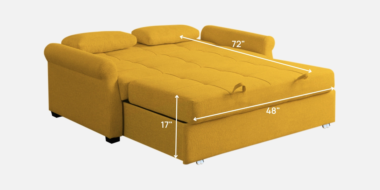 Fornia Fabric 2 Seater Pull Out Sofa Cum Bed In Bold Yellow Colour - Febonic Living