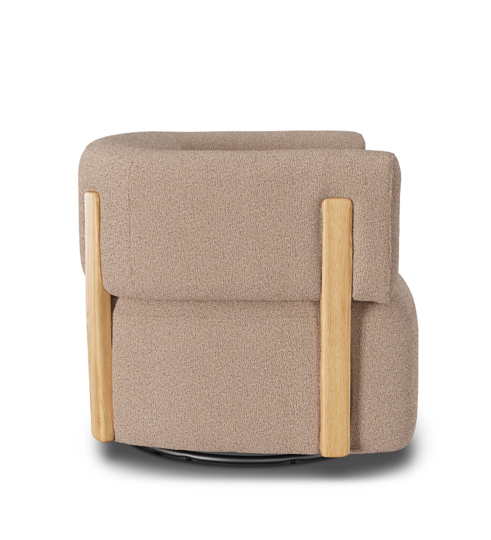 Simba Boucle Fabric Swivel Chair in Mushroom Beige Colour