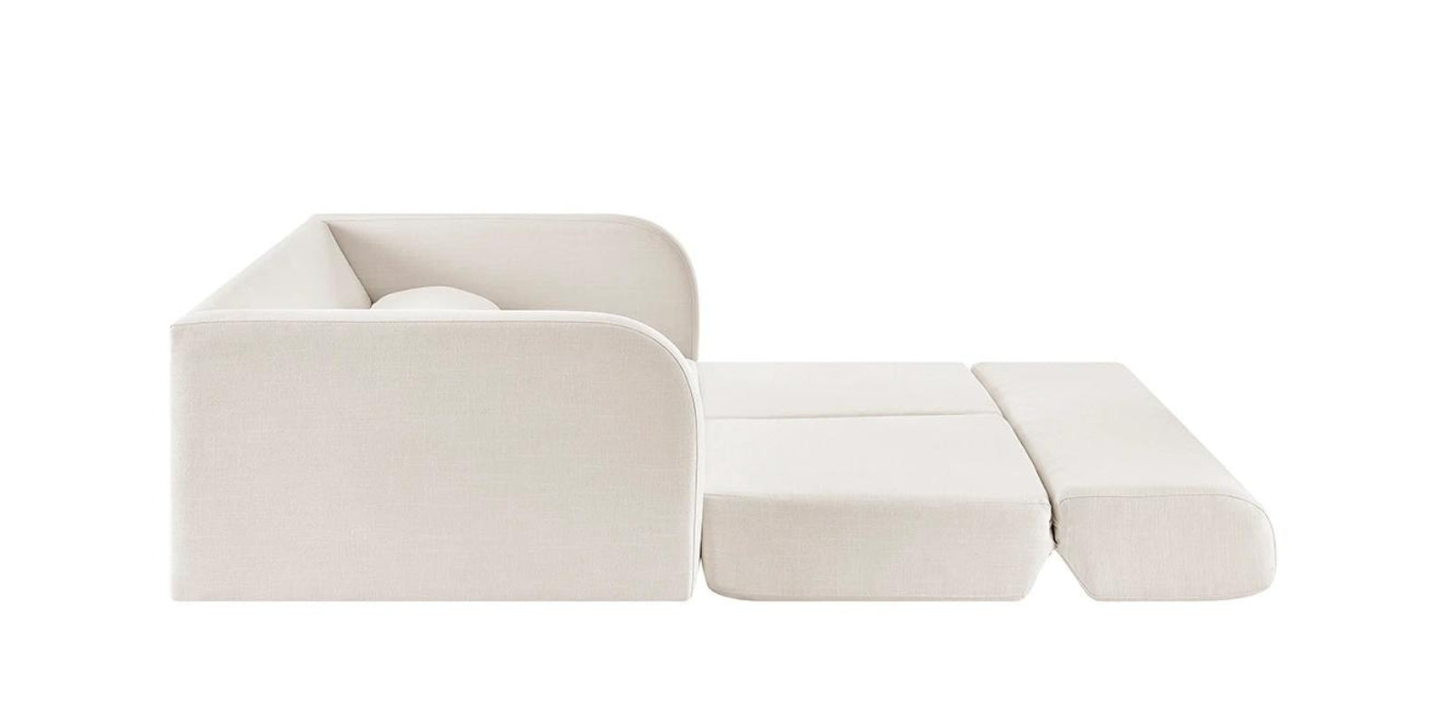 Rosa Fabric 3 Seater Foldable Sofa Cum Bed In Ivory Cream Colour - Febonic Living