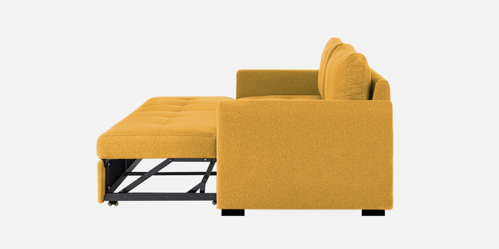 Sigma Fabric 3 Seater Pull Out Sofa Cum Bed In Bold Yellow Colour - Febonic Living
