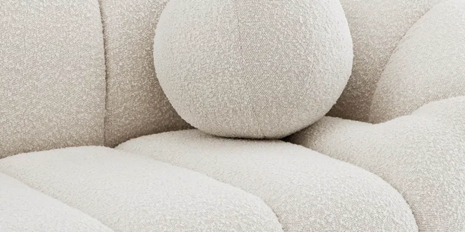 Boucle Fabric 3 Seater Sofa In Bright White Colour - Febonic Living