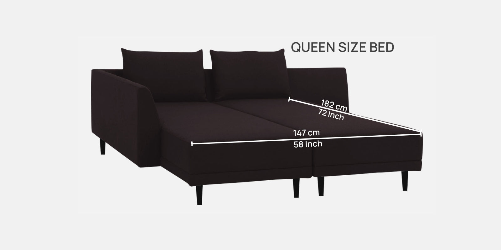 Ira Fabric RHS 6 Seater Convertible Sofa Cum Bed In Cara Brown Colour - Febonic Living