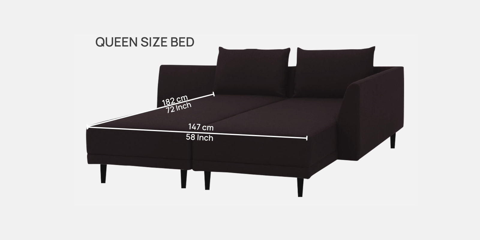 Ira Fabric LHS 6 Seater Convertible Sofa Cum Bed In Cara Brown Colour - Febonic Living