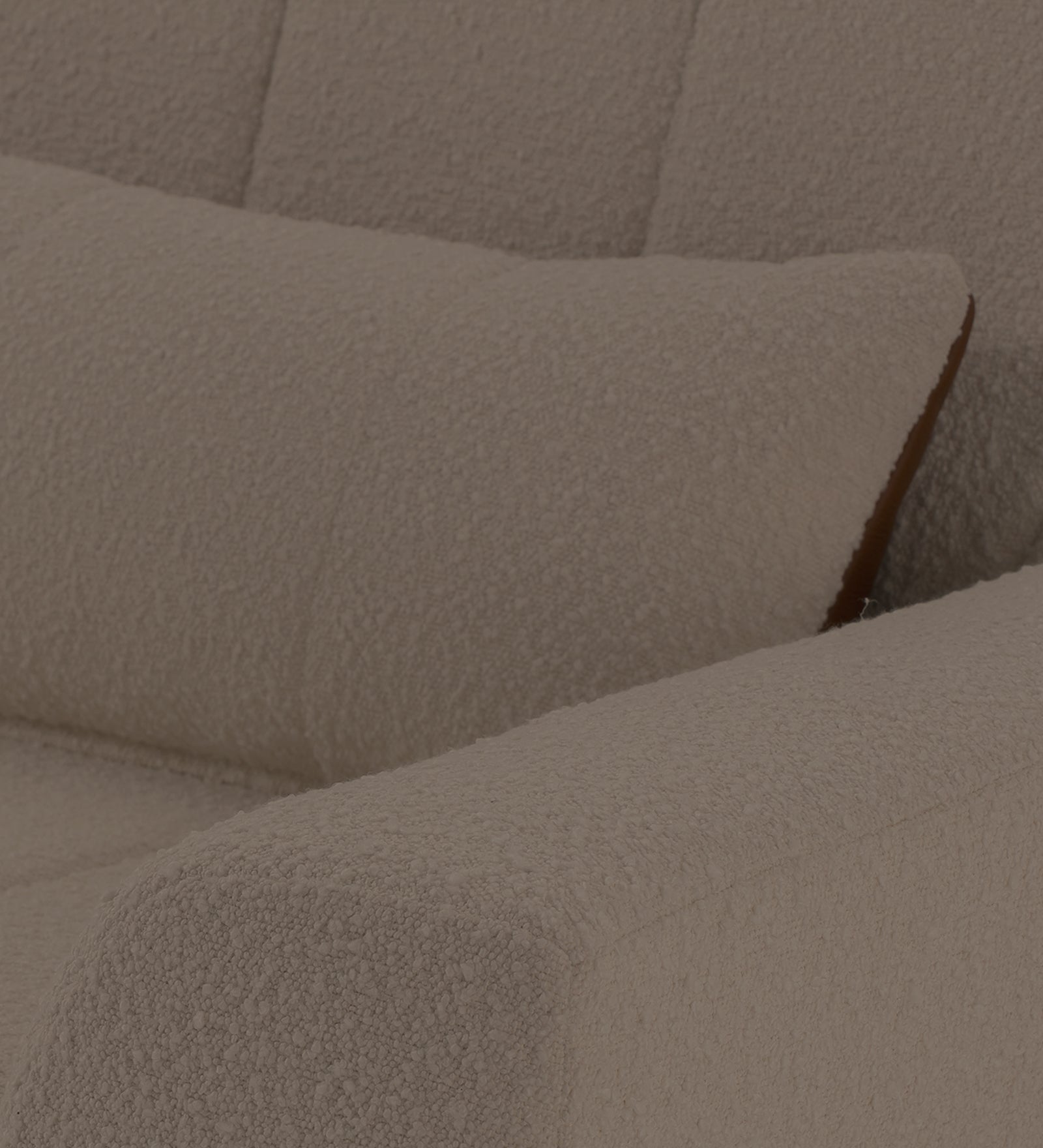 Nesco Boucle Fabric 1 Seater Sofa In Cement Beige Colour - Febonic Living