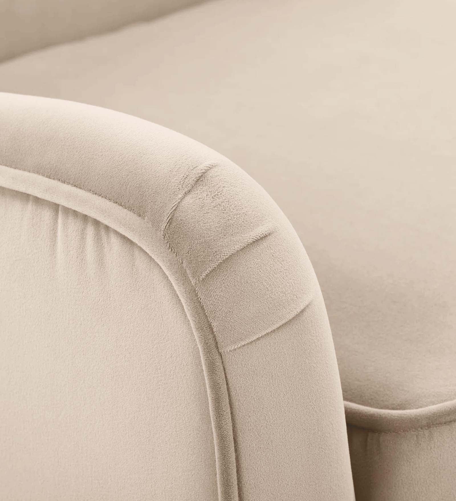 Ame Velvet Upholstered Arm Chair In camel beige Colour - Febonic Living