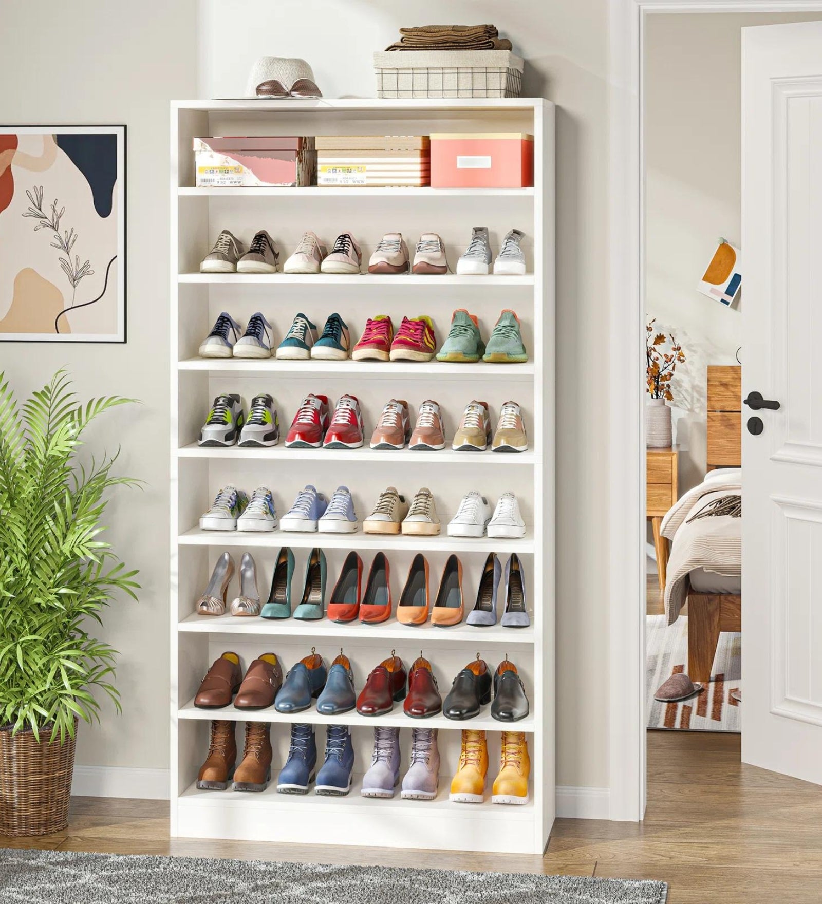 Aryel Shoe Rack In Frosty White Finish - Febonic Living