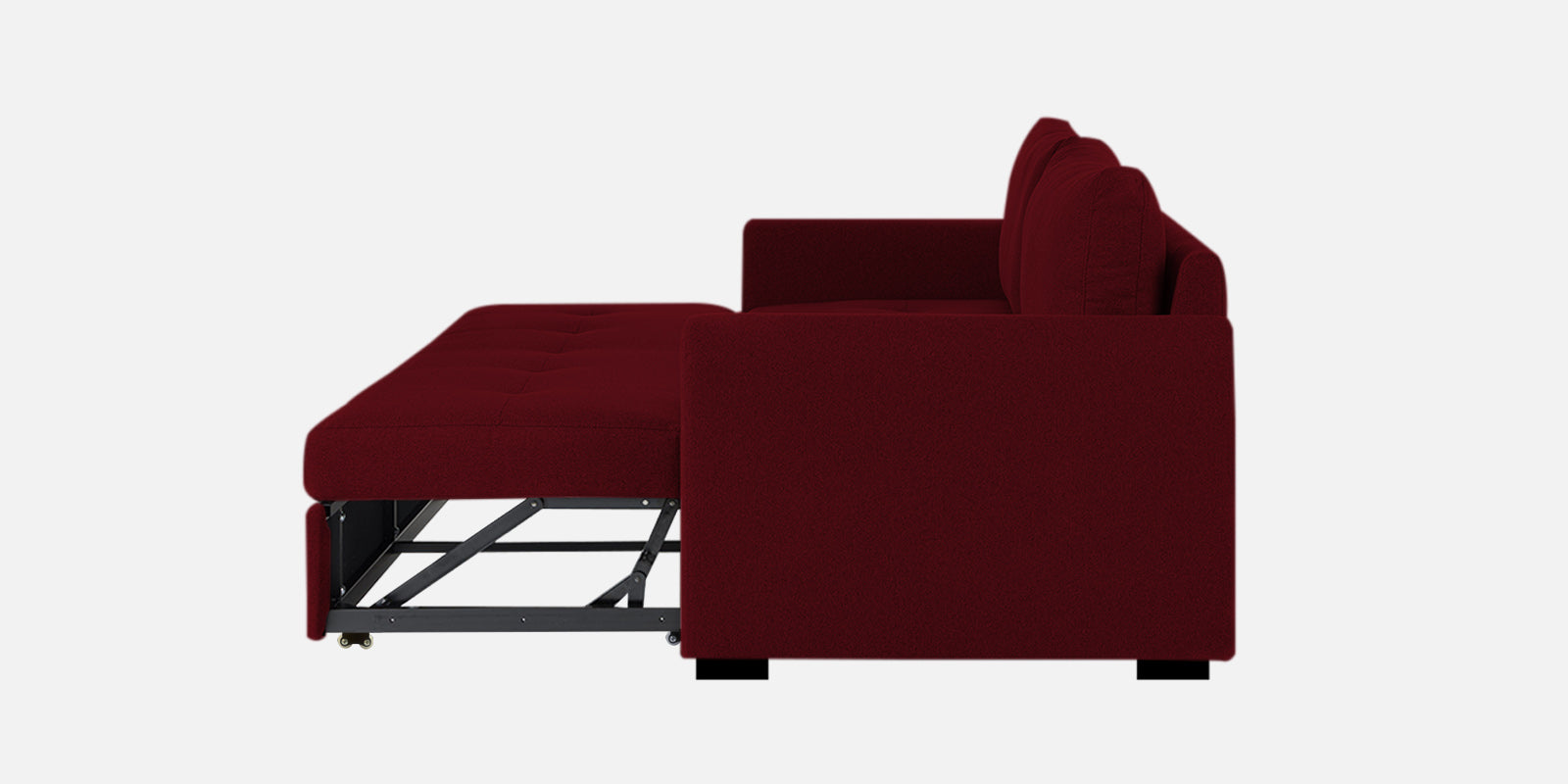 Sigma Fabric 3 Seater Pull Out Sofa Cum Bed In Ruby Red Colour - Febonic Living