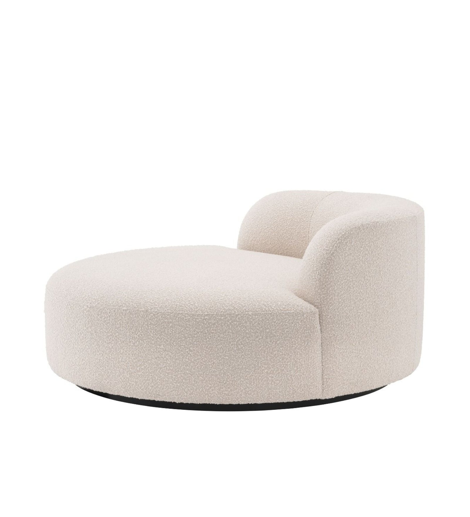 Kavi Boucle Fabric Swivel Chair in Shell White Colour