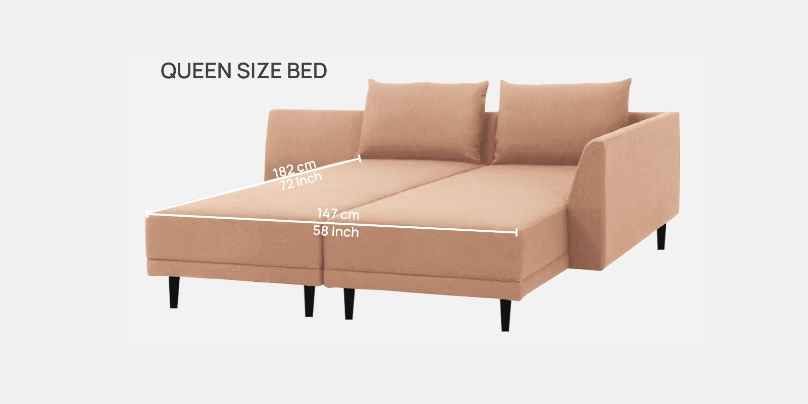 Ira Fabric LHS 6 Seater Convertible Sofa Cum Bed In Cosmic Beige Colour - Febonic Living