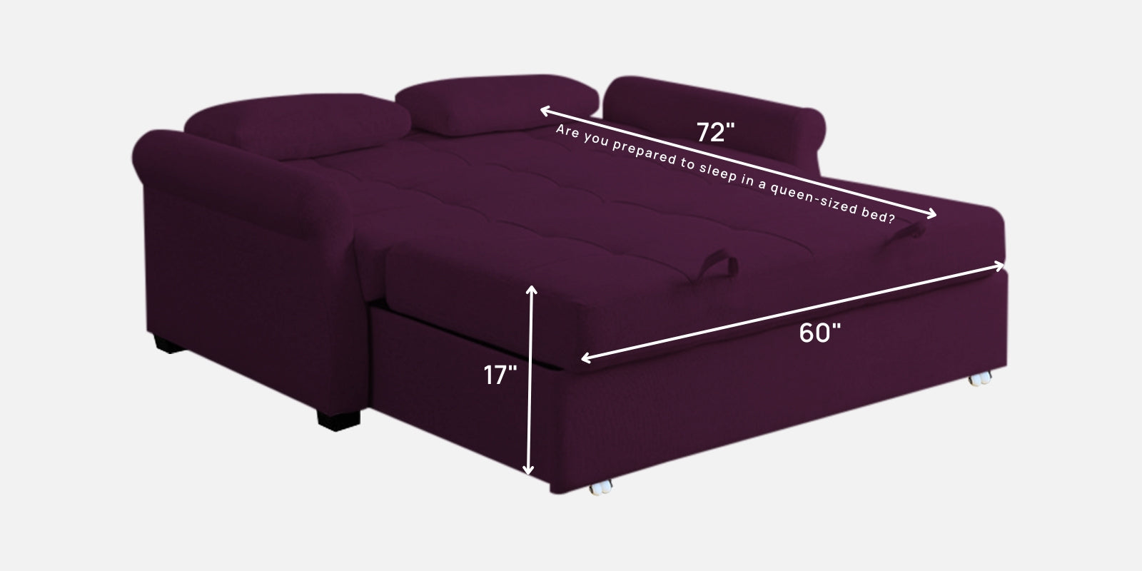 Fornia Fabric 3 Seater Pull Out Sofa Cum Bed In Greek Purple Colour - Febonic Living