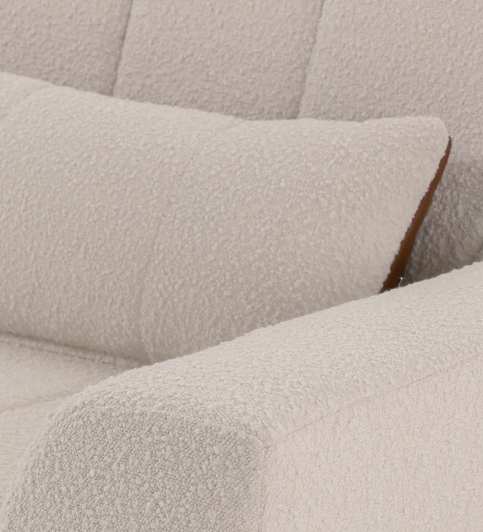 Nesco Boucle Fabric 1 Seater Sofa in Bright White Colour